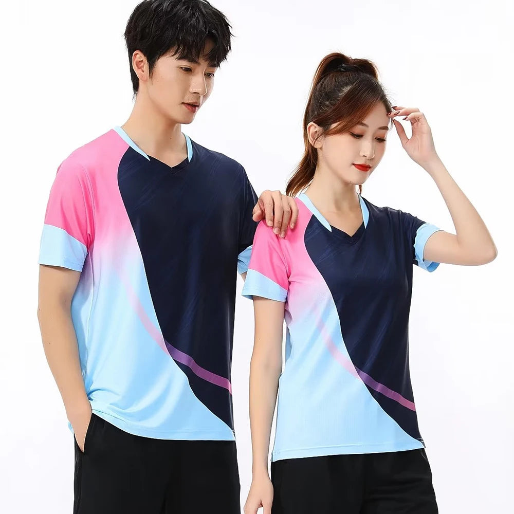 Quick-dry Tennis Badminton Shirt for Men Women Kid Print Short Sleeve Ping Pong Uniform 2023 Couple Table Tennis Jersey Clothing