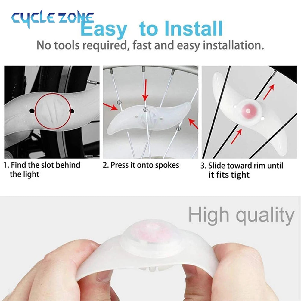 Bike Tire Lights Wheel Spoke Light 3 Mode LED Waterproof Bike Safety Warning Easy To Install Bicycle Accessories with Battery