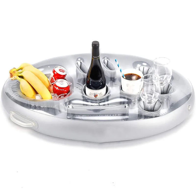 Summer Sea Bucket Cup Holder Inflatable Floating Cooler Drink Snack Tray Party Float with Holders Ice Bar for Beach Lake pool