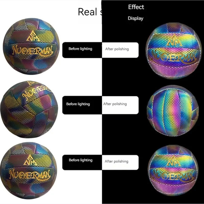 Volleyball Reflective Manufacturers Wholesale Colorful Glow PU Machine Sewing School Outdoor Sports Ball Products