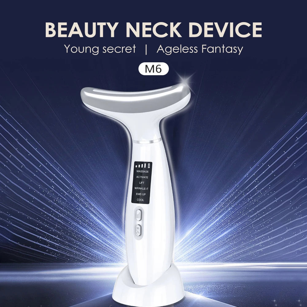Hot Cooling EMS Face Neck Lift Ice Compress Face Massager Neck Lifting Machine Skin Care Shrink Pores Anti Wrinkle Device
