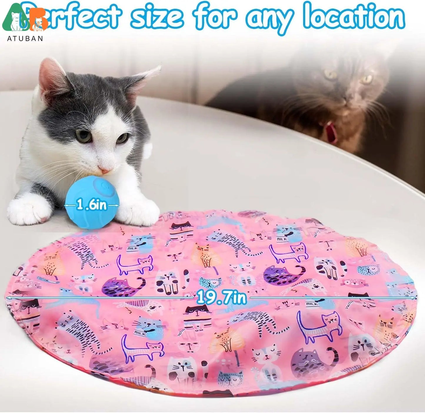 ATUBAN Cat Toys for Indoor Cats Ball Jumping and Rolling in Pouch,Hide Seek Cat Mat Toy Natural Hunting Instincts Kitten Toys