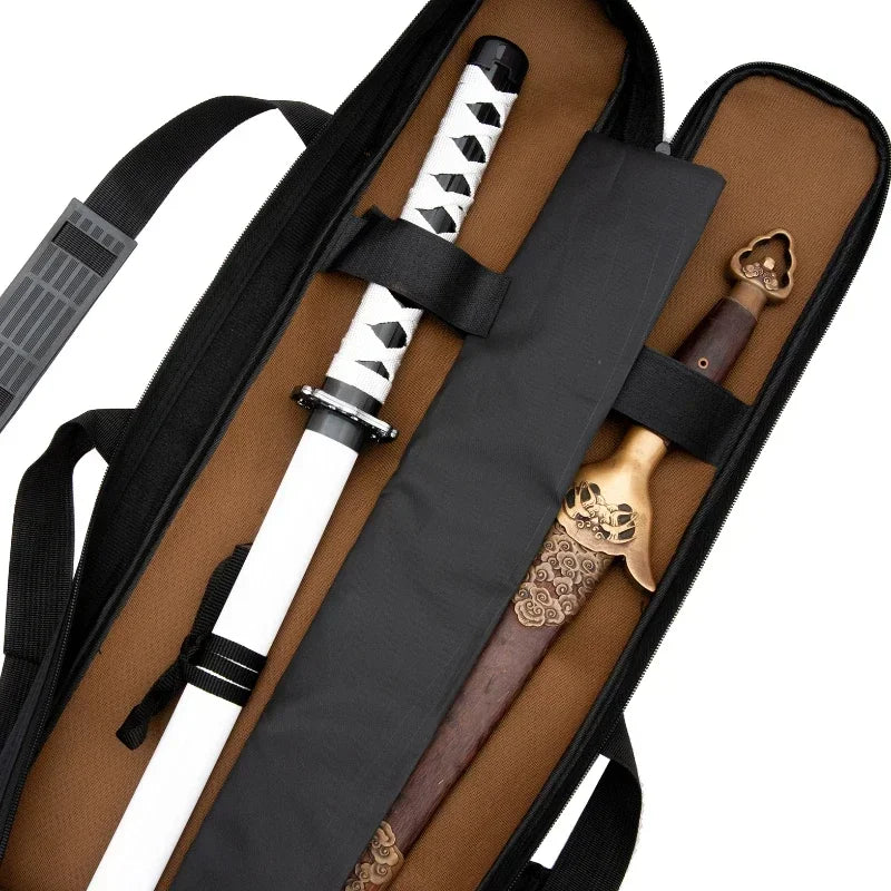 1.13Meter Sword Bag Martial Art Case 44.5in Equipment Bags Hold 2 Katana Knives Boken Waterproof Fabric Shoulder Strap Tai Chi