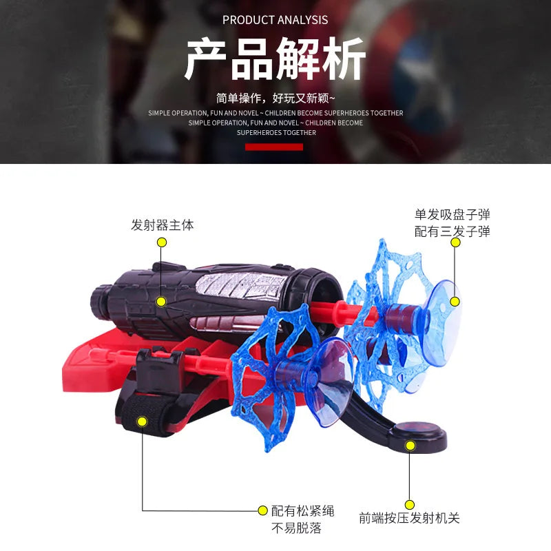 Marvel Spiderman Figure Toy Kids Plastic Cosplay Glove Launcher Set Hero Launcher Wrist Toy Set Funny Toys Children's Gift Toys