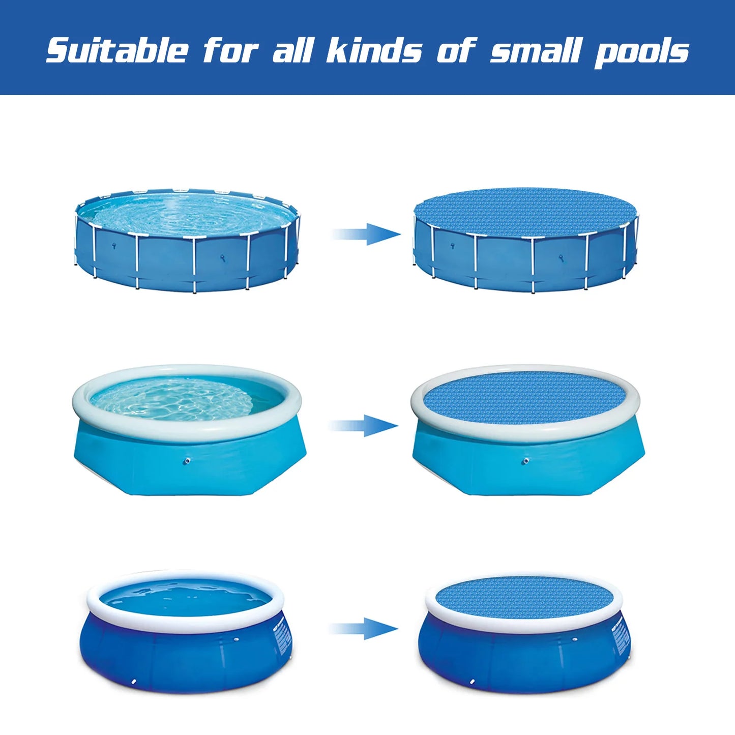 Swimming Pool Cover Round Solar Summer Waterproof Pool Tub Dust Outdoor Foldable Tarpaulin Bubble Blanket Accessory Dropshipping