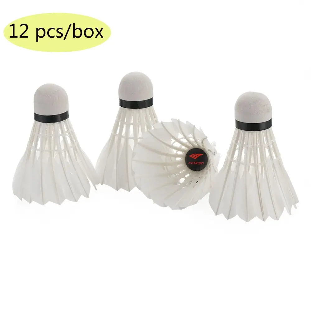 12pcs Fashion White High Quality Durable Foam Head Goose Feather Birdies Badminton rackets Soft Texture Shuttlecocks