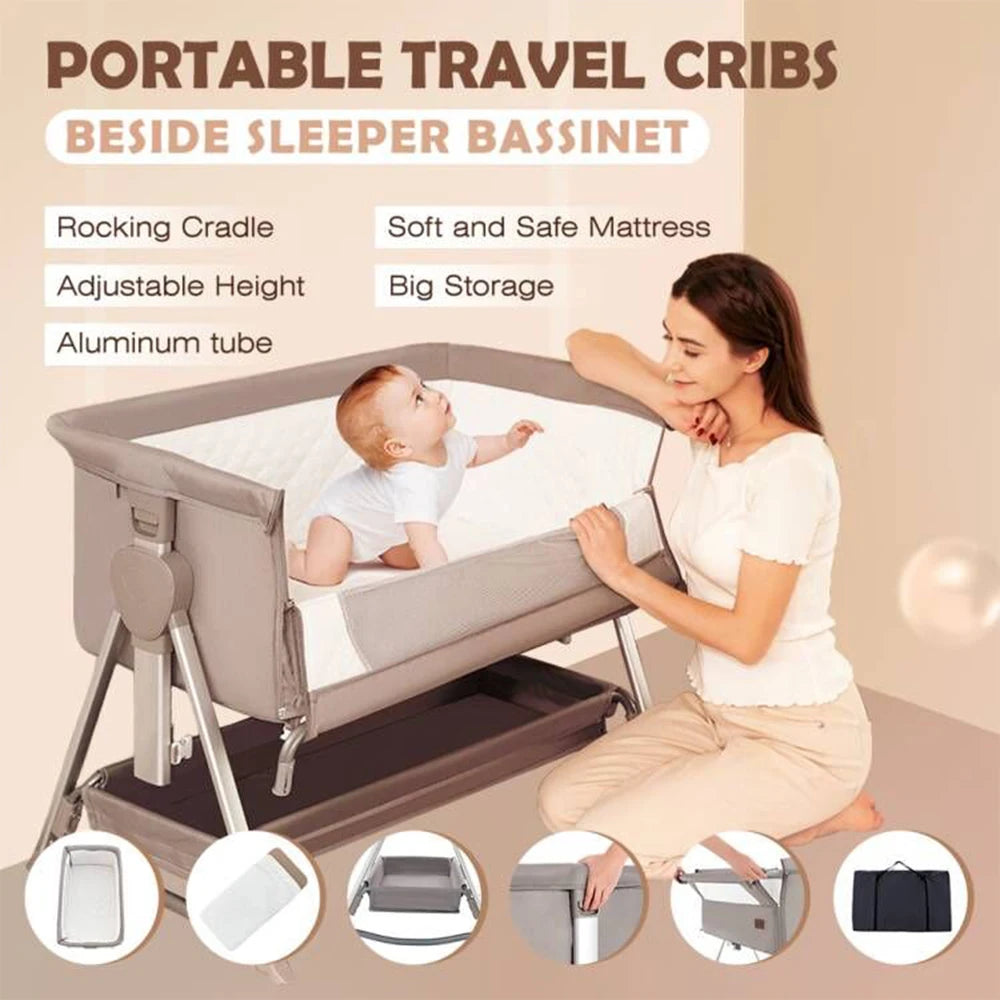 Clearance Crib Free Shipping Baby Beside Sleeper Luxury Newborn Crib Portable Infant Bed Travel Baby Bed Infant Cradle Suit 0-6M