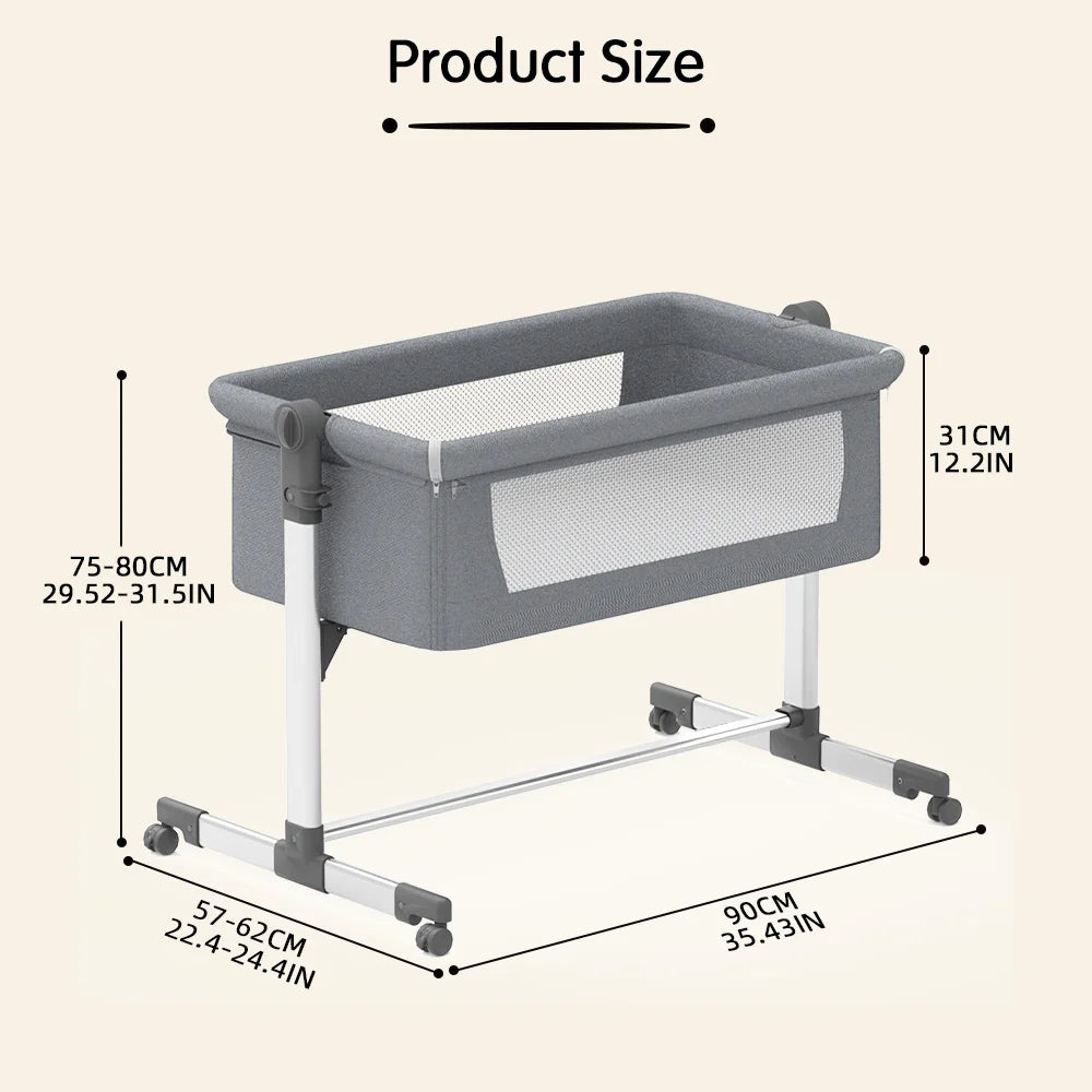 UBRAVOO Baby Bedside Cots with Mattress,Baby Cot Portable Moving Bassinet for 0-24 Months,XYT007