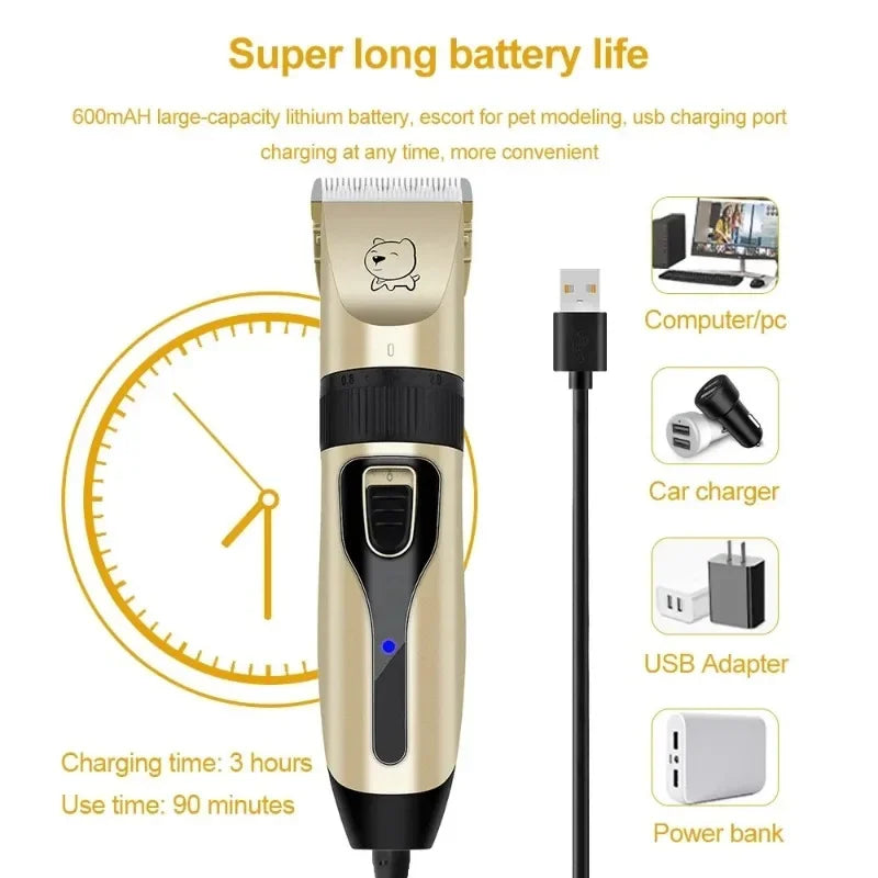 Cat Professional Hair Clipper Electrical Grooming Trimmer for Pets USB Rechargeable Shaver Low Decibel Animals Haircut Machine