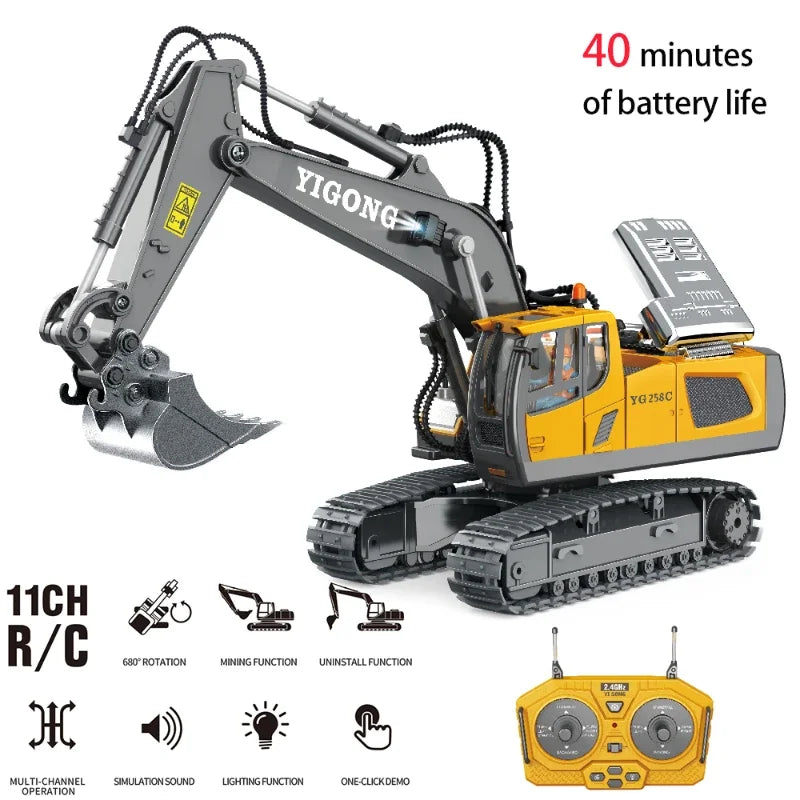 2.4G RC Excavator Remote Control Electric Car Toys Dump Truck Bulldozer Engineering Vehicle Christmas Birthday Boy Girl Kid Gift