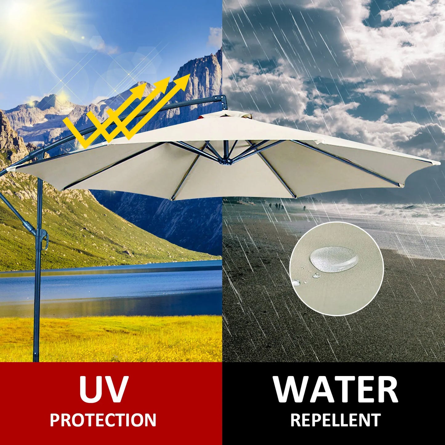 2/2.7/3m UV Protection Parasol Sunshade Umbrella Cover Garden Umbrella Cover Waterproof Beach Canopy Replacement Cover 6/8Ribs