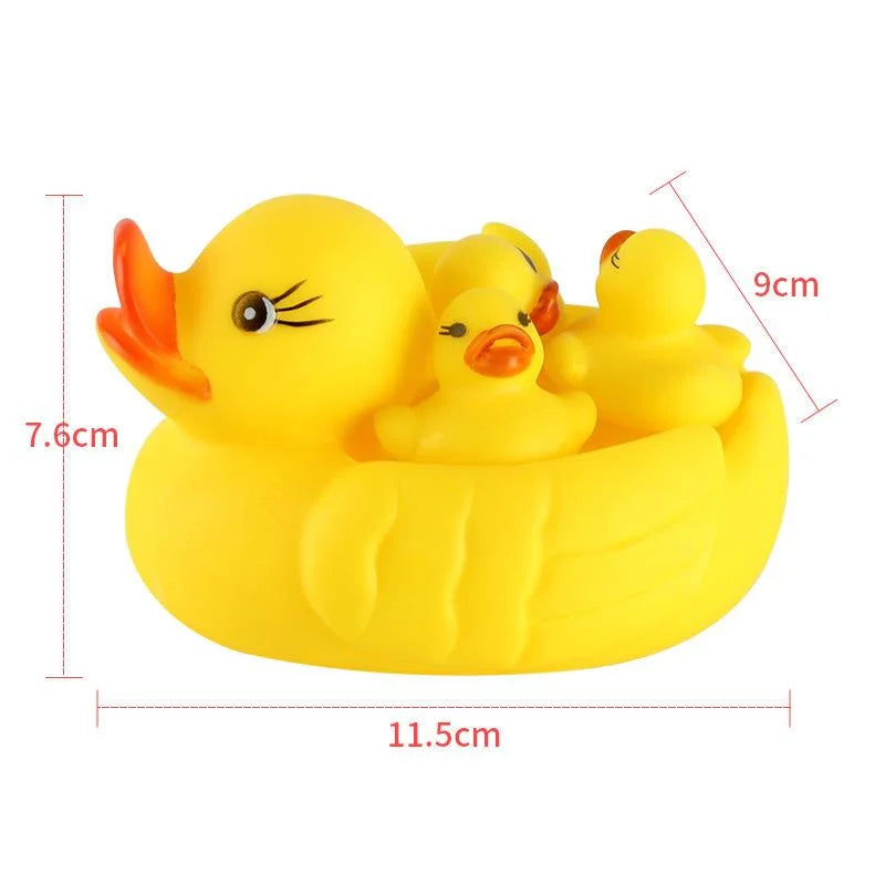 4PCS Cute Duck Baby Bath Toys Little Yellow Duck With Squeeze Sound Rattle Soft Rubber Water Toy Children Summer Bathroom Gift