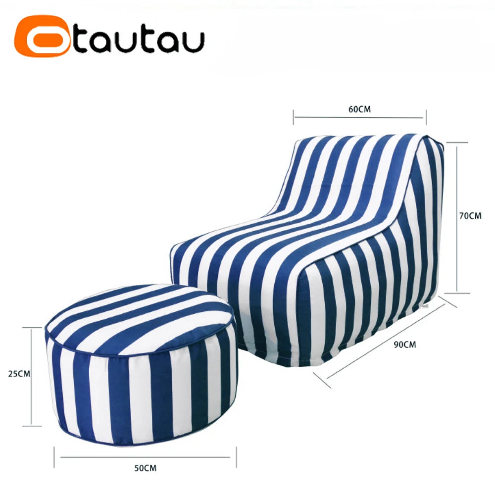 OTAUTAU Portable Outdoor Inflatable Sofa Bed Ottoman Footrest Stool Beach Swim Pool Lounger Removalbe Washable Pouf Cover SF163