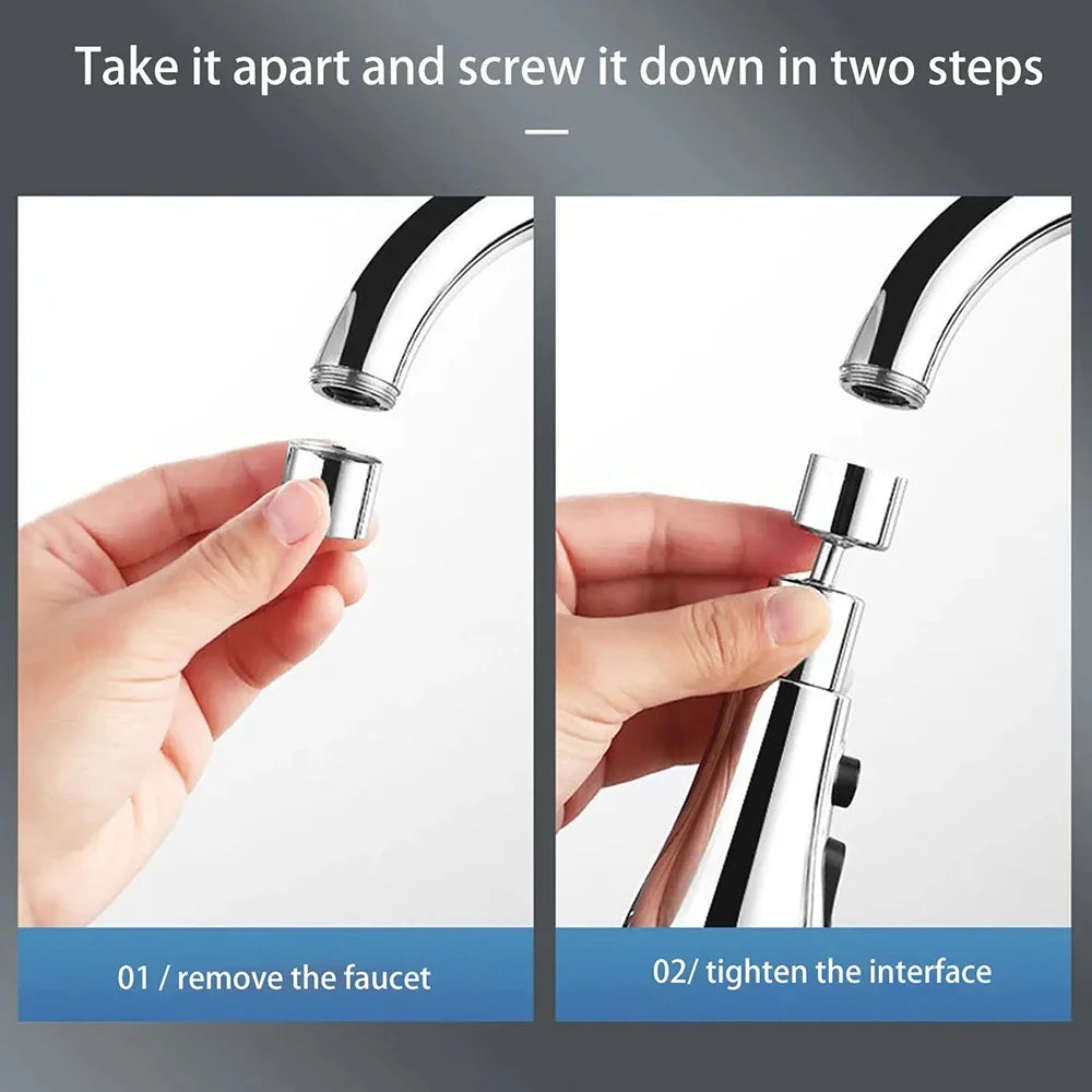 Faucet Extender 360° Universal Rotation Extension Splash Proof Aerator 3 Modes Kitchen Sink Accessory With Universal Adapter