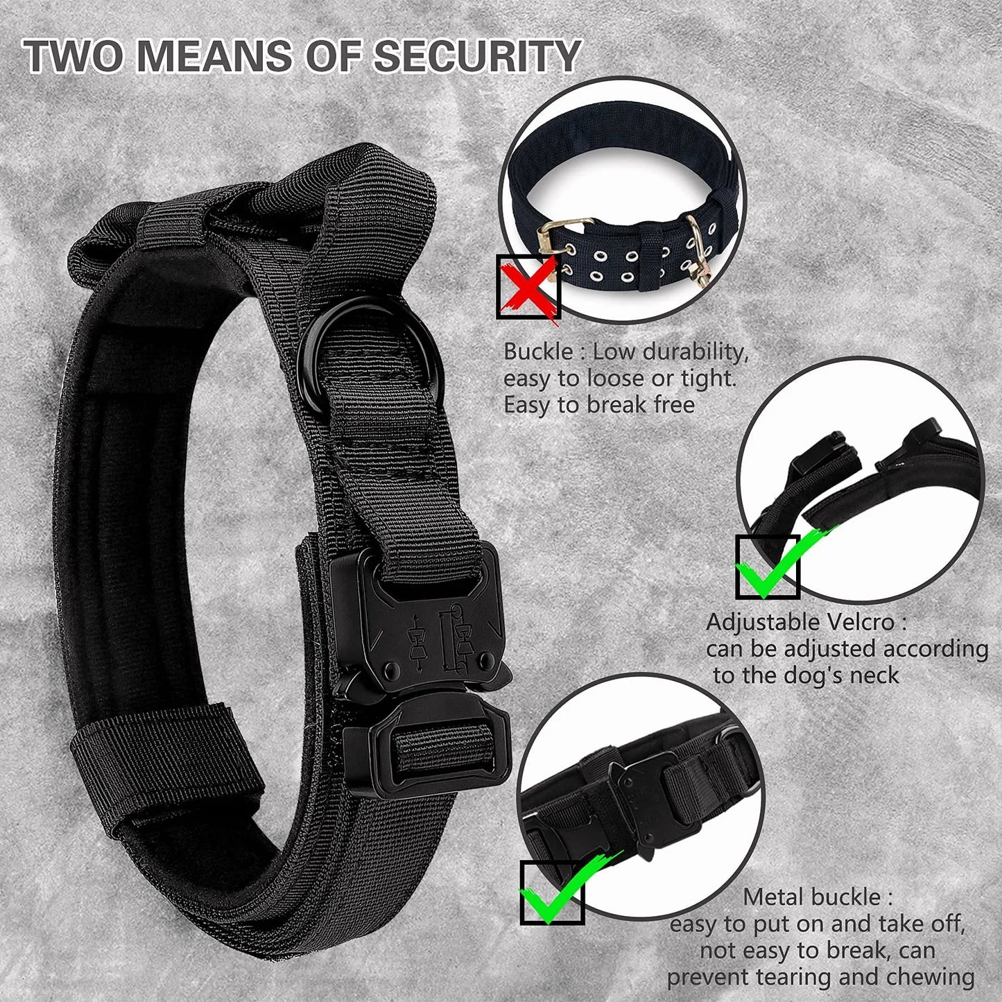 Tactical Leash for Dogs Collar Military Adjustable Tactical Collar for Dog  Medium Large Pet Walking Training Tactical Dog Leash