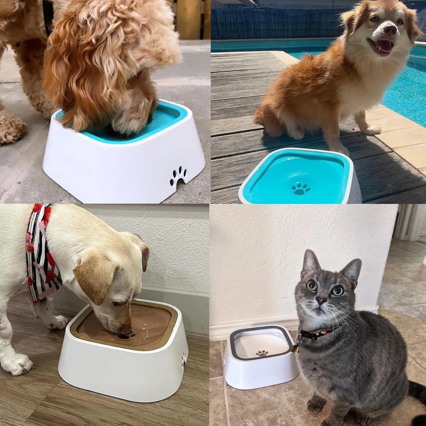 New 1.5L Dog Drinking Water Bowls Floating Non-Wetting Mouth Cat Slow Anti-Overflow Water Feeding Dispenser Large Capacity