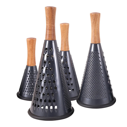 Jaswehome Stainless Steel Grater 3 Sides Cheese Ginger Vegetables Shred Non-slip Shredder Cone Grater