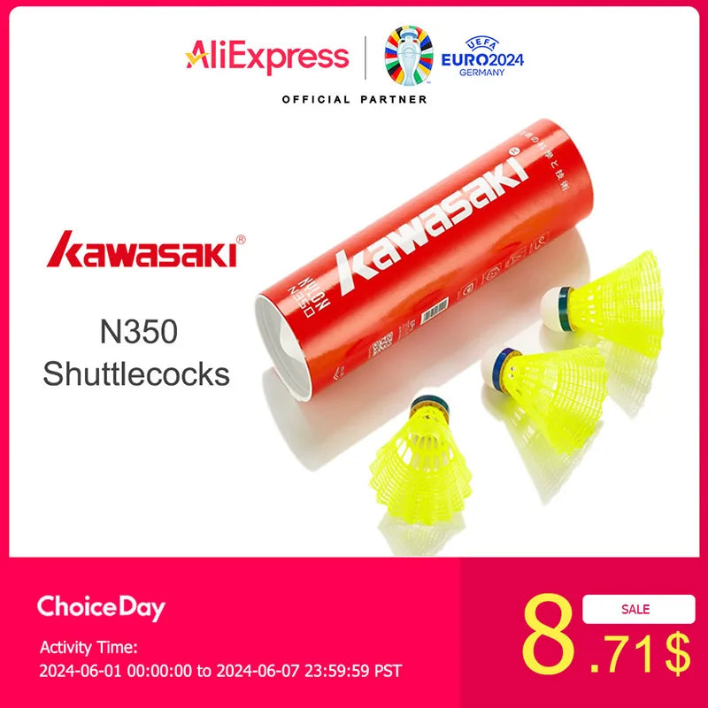 Kawasaki Nylon Ball N350 for Training 6 Pcs Badminton Plastic  Shuttlecock Birdies for Outdoor Training Use Durable Medium Speed