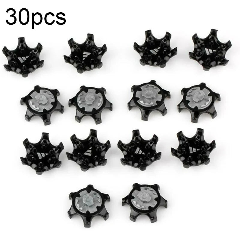 30PCS Golf Shoe Spikes Replacemen Clamp Cleat Screw Removal Tools 2.9x1.2cm Plastic Black Soft Durometer TPU Golf Accesserie