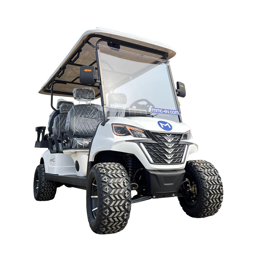 MMC 72V Lithium Battery 4 Front+2Rear off road tire CE Approved with pedal folding glass Club Car 6 Seats Electric Golf Cart