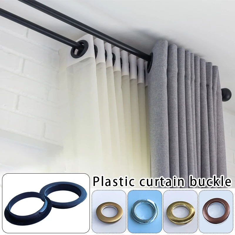 120Pcs Eyelets Curtain Grommet Ring Plastic Curtain Ring Home DIY Manual Installation Roman Rod Muffler Ring Curtain Accessories