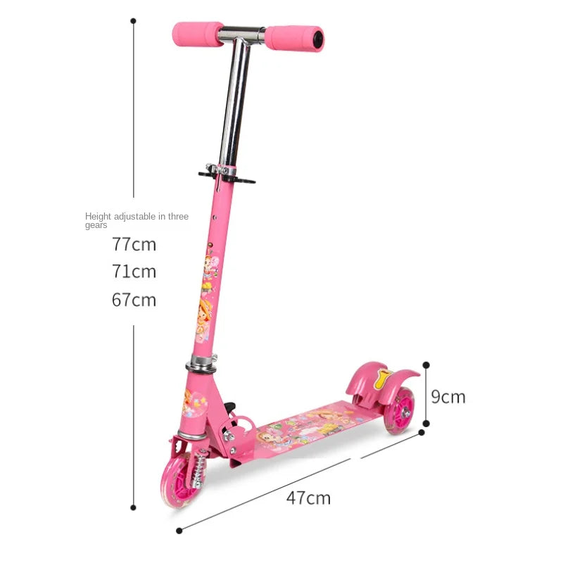 Folding Kick Scooter for Children Adjustable 3 Wheels Outdoor Exercise Toys for Boys and Girls Flashing Wheels Pedal Dropshippin