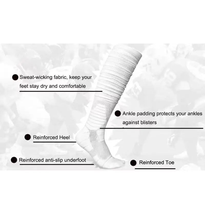 New Scrunch Padded Football Socks for Men Women Extra Athletic Long Sports Soccer Socks Knee High Socks Tube Sock Adults Youth