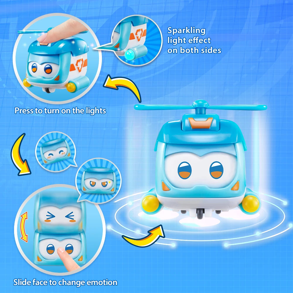 Super Wings Super Pet-Shine Pet Stackable Kid With Lights Wheels Can Change Emotion Action Figures Toy Christmas Birthday Gift