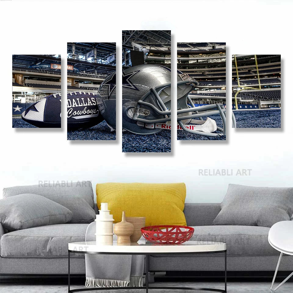 5 Panel Helmet Canvas Prints Painting Wall Art Sports Home Decor American Football Pictures Artwork Home Decor for Living Room