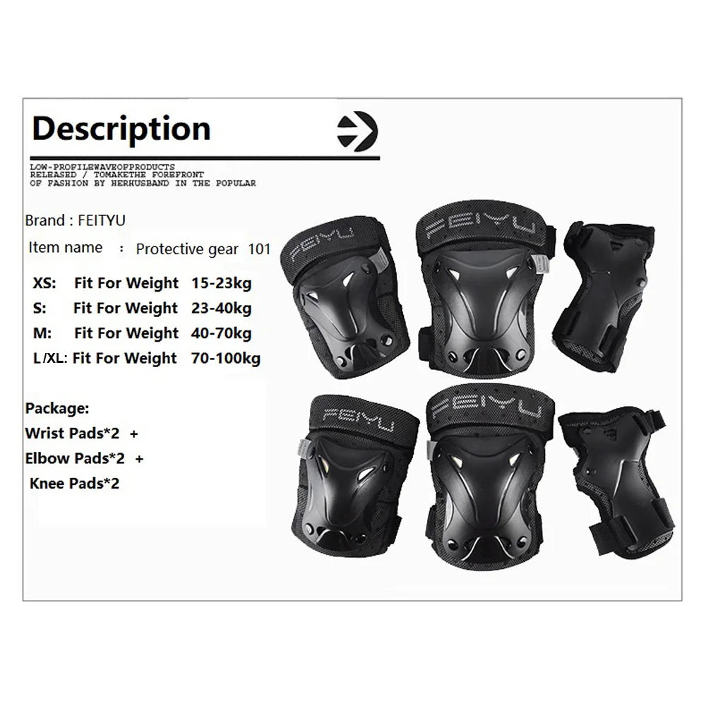 6Pcs/Set Roller Skating Protector Elbow Knee Pads Wrist Guard Kids Adults Riding Skateboard BMX Bicycle Sports Protective Gear