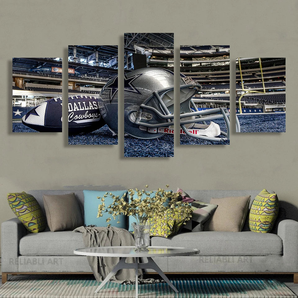 5 Panel Helmet Canvas Prints Painting Wall Art Sports Home Decor American Football Pictures Artwork Home Decor for Living Room