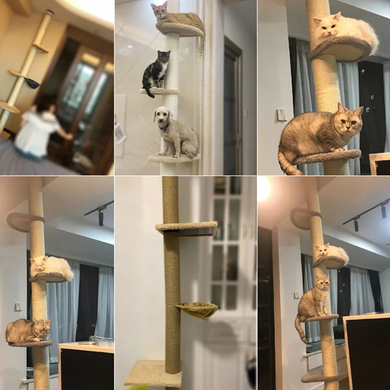 DIY Cat Tree Accessories Cat Scratching Post Scratch Support Ceiling Cat Climbing Tower Platform Cat House Hammock Pet Furniture