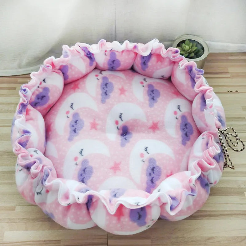 Round Dog Cat Bed Basket Warm Plush Cats Cushion Pet Bag Mat Winter House Soft Nest Puppy Sleeping Sofa for Small Dogs Cat