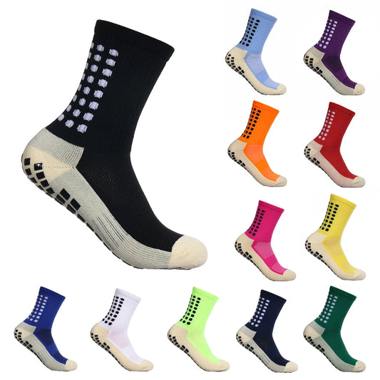 12Pair New Football Socks Mens Womens Sports Socks Non-slip Silicone Bottom Soccer Socks Rugby Tennis Volleyball Badminton Socks