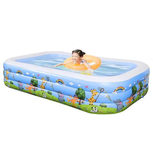 Thickened PVC Inflatable Pool for Kids Foldable Square Blow up Pool for Family Space-Saving Swimming Pool for outdoor Backyard