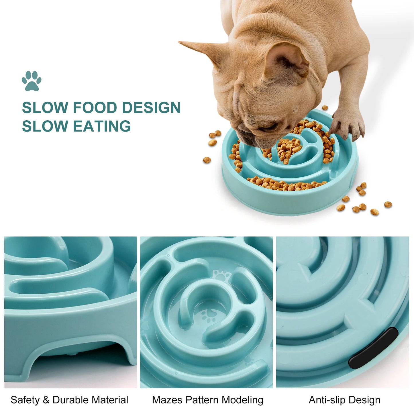 Slow Feeder Bowl Fun Non Slip Anti-Gulping also suitable for puppies