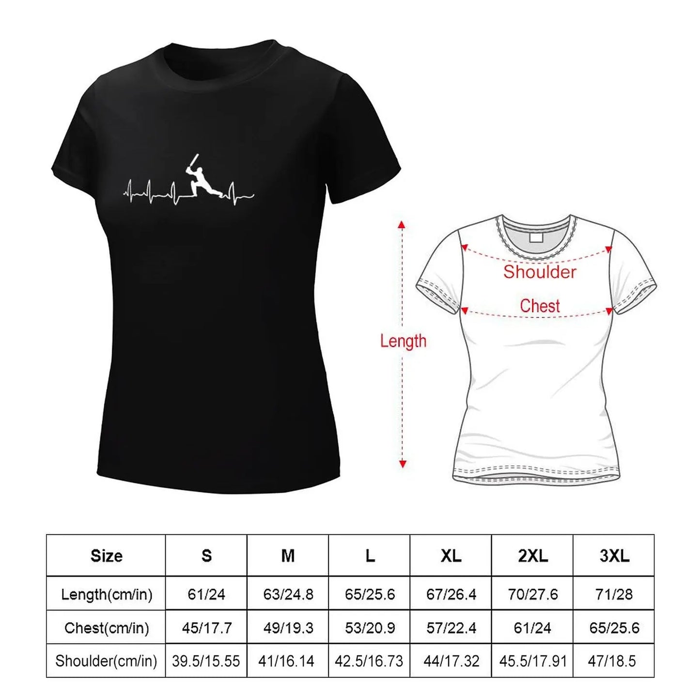 Cricket Player, Cricket Heartbeat, Cricket Player Gift T-shirt hippie clothes kawaii clothes Short sleeve tee Women's t-shirt