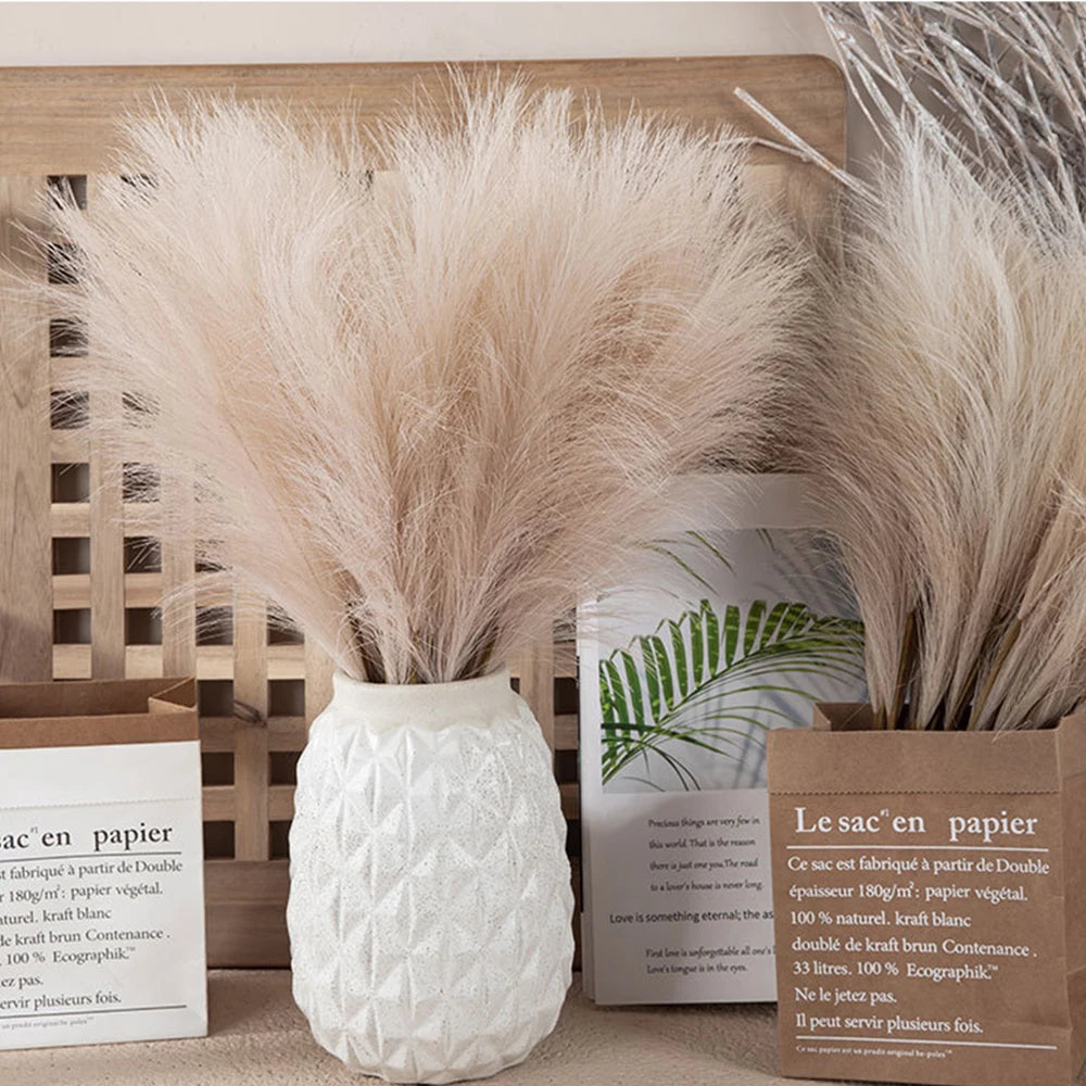 5/10/20PCS Fluffy Pampas Grass Boho Decor Artificial Flower Fake Plant Reed Simulated Party Wedding Home Decoration 42CM