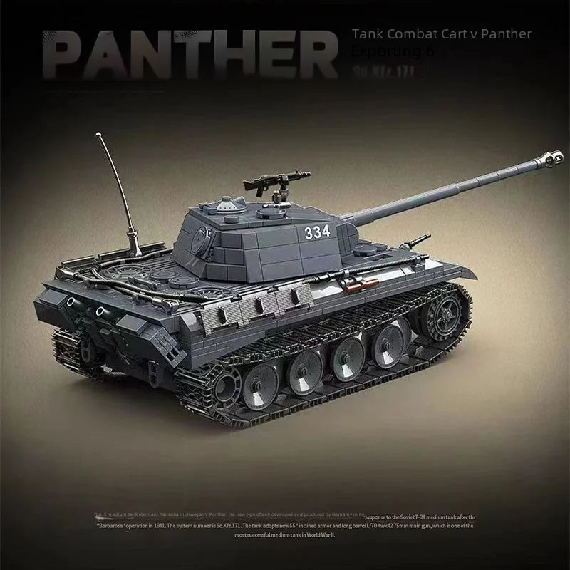 WORLD WAR II TANK Panzerkampfwagen v Panther Ausführüng G Sd.Kfz.171 Building blocks military doll boy 8 year old toy gift