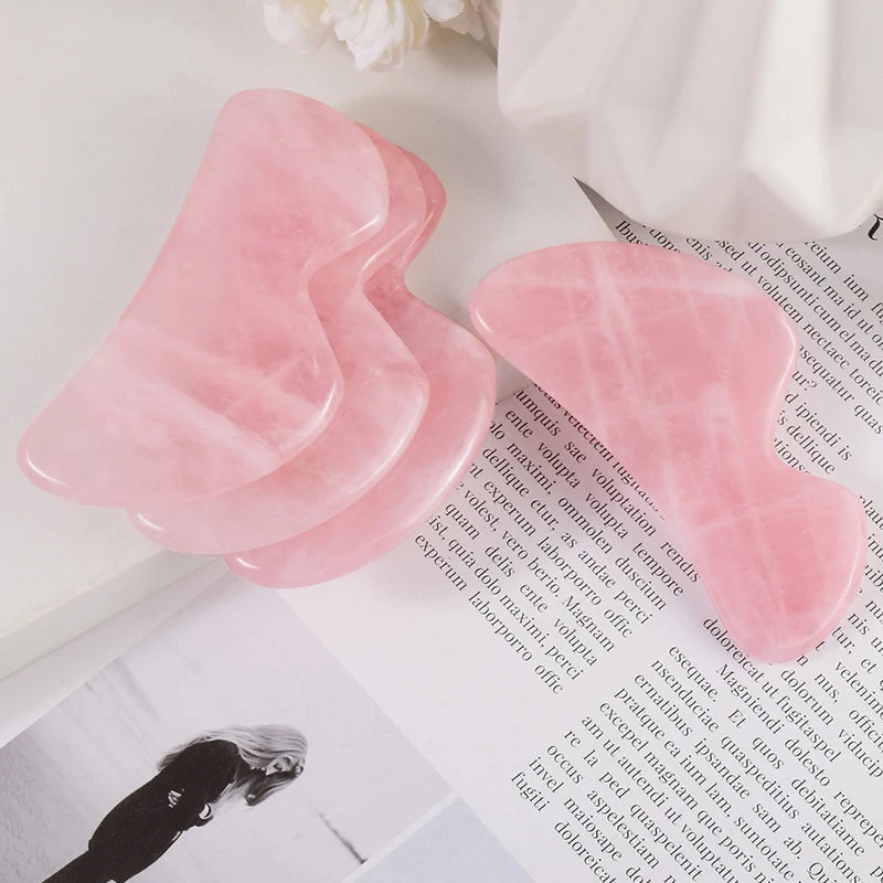 Rose Quartz Gua Sha Tool Health Face Care Natural Stone