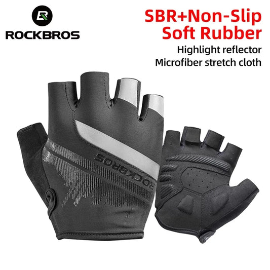 ROCKBROS Summer Cycling Gloves Half Finger Shockproof Breathable Gym Gloves Men MTB Fingerless Bicycle Gloves Cycling Equipment