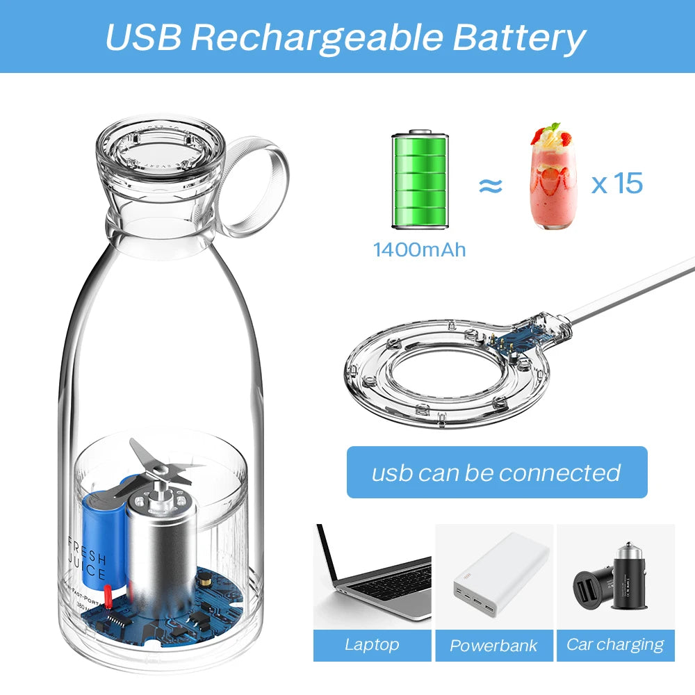 Portable Electric Juicer Wireless Charging Fruit Mixers Juice Maker Machine Easy Clean Citrus Squeezer
