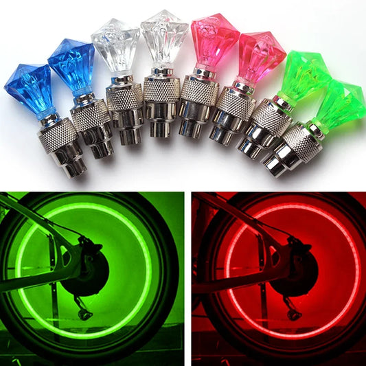 2Pcs Bicycle Valve Lights MTB Bike Accessories Wheel Spokes Tire Cycling LED Light Batteries Tyre Tire Valve Caps Lantern Lamp