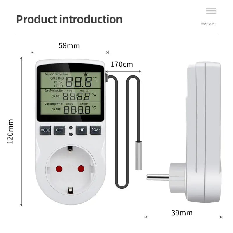 EU/US/FR Timer Socket Thermostat Digital Temperature Controller Socket Outlet With Timer Switch Sensor Probe Heating Cooling