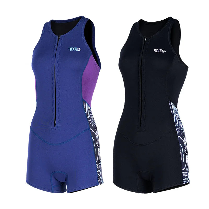 2MMWarm Diving Suit Women's One-Piece Sleeveless Vest Cold-Proof Diving Suit Snorkeling Swimming Surfing Suit