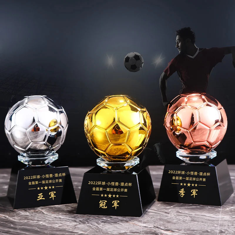 Customized Table Tennis, Volleyball, Balls, Crystal Trophy Gold Silver Copper Creative Sports Home Decoration Award Souvenir 1Pc