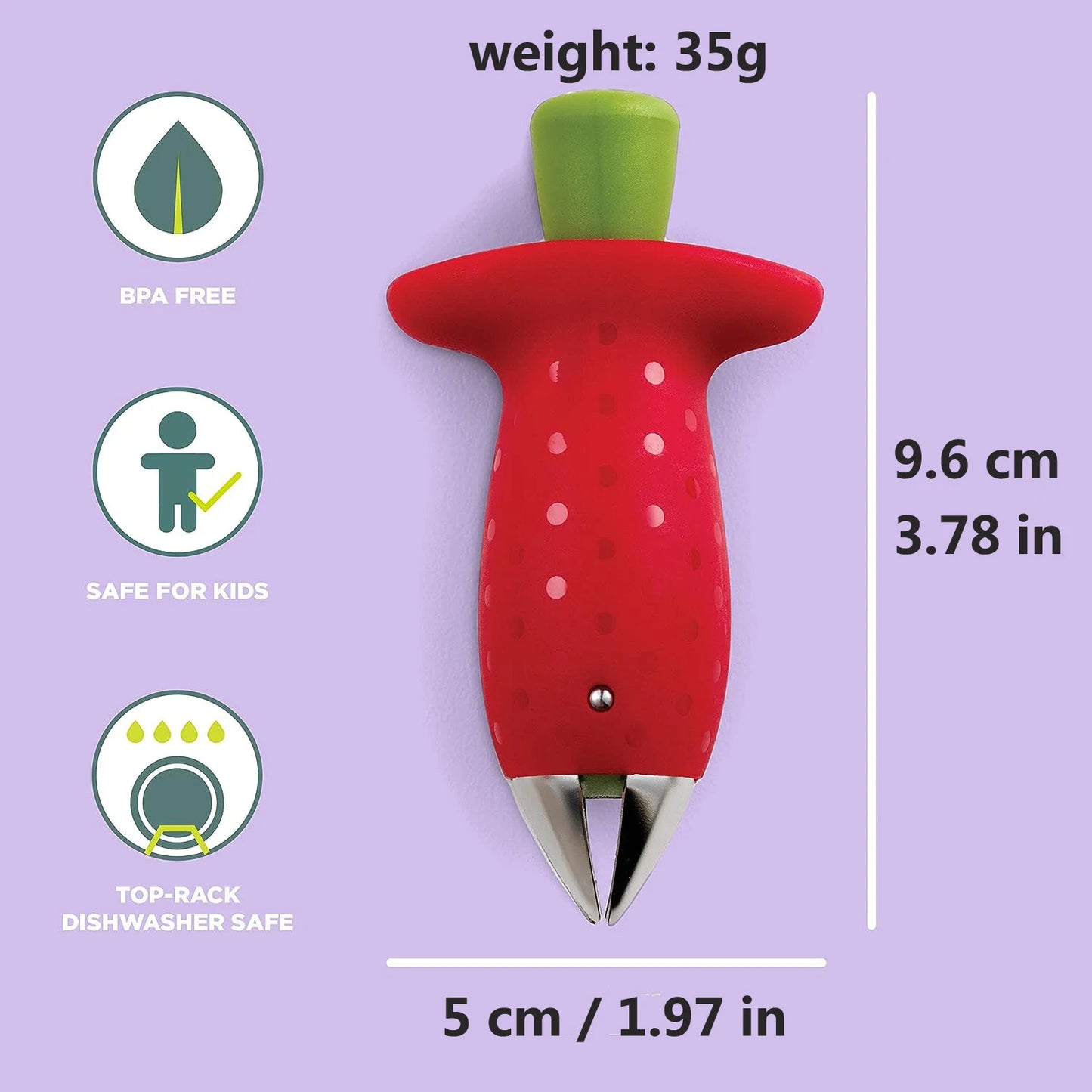 Original Stem Gem Strawberry Huller, Tomato Corer Tool, Strawberry Slicer, Red/Green