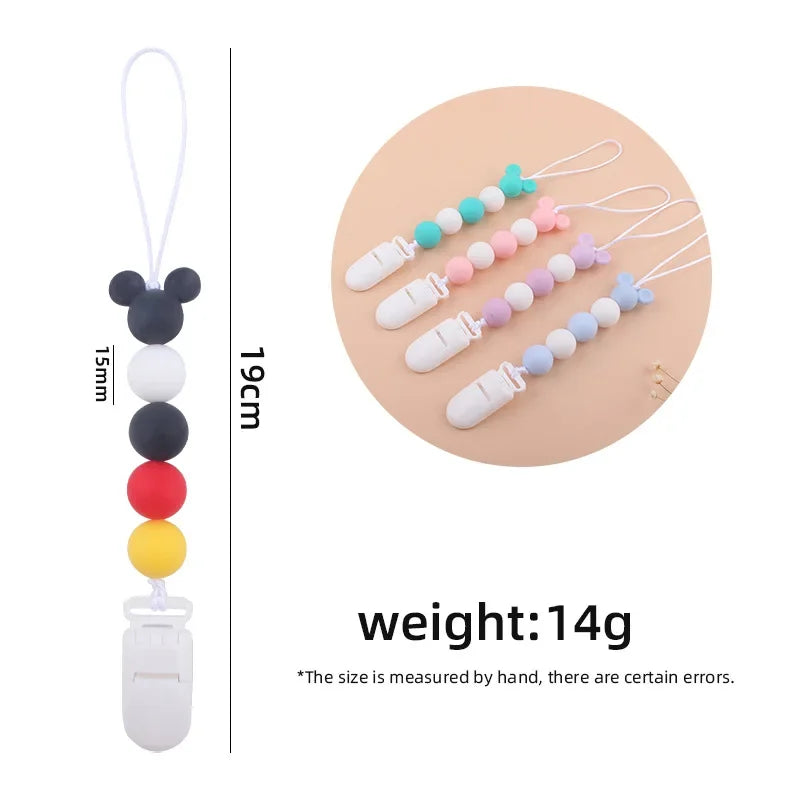 Baby Silicone Pacifier Clip Colorful Beads Grinding Teething Toys Fixed Anti-drop Chains Kawaii Infant Items Newborn Essentials