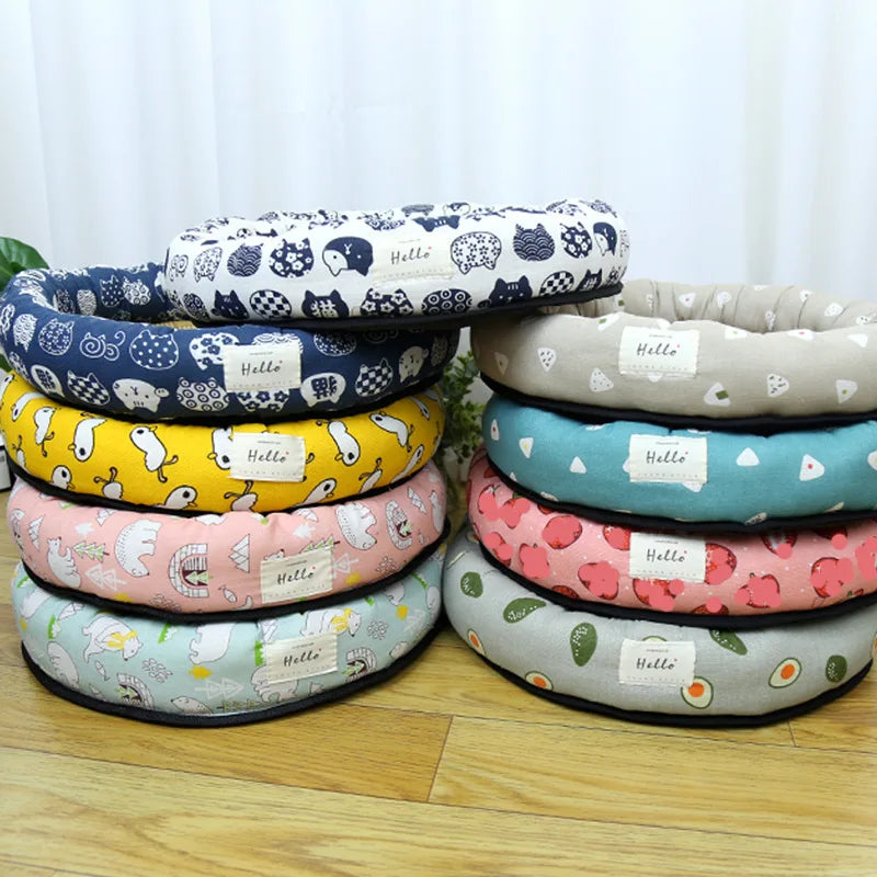 Summer Cat Bed Round Ice Silk Cool Pet Mat Comfortable Kitten Small Dogs Sleeping Bed Cat Nest Sofa Cooling Rattan Pet Matress