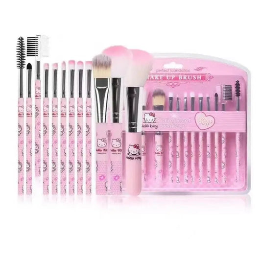 Cartoon Kawaii Hellokitty Makeup Brush Set 12 Cute Shadow Brush Powder Blusher Brush Beauty Tool Girl Gift